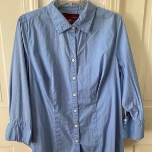 Woman Button Blue Shirt